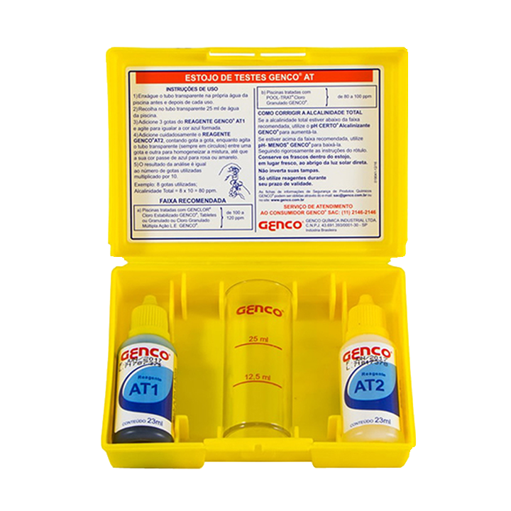 ESTOJO DE TESTES Genco mede cloro livre e pH da água da Piscina